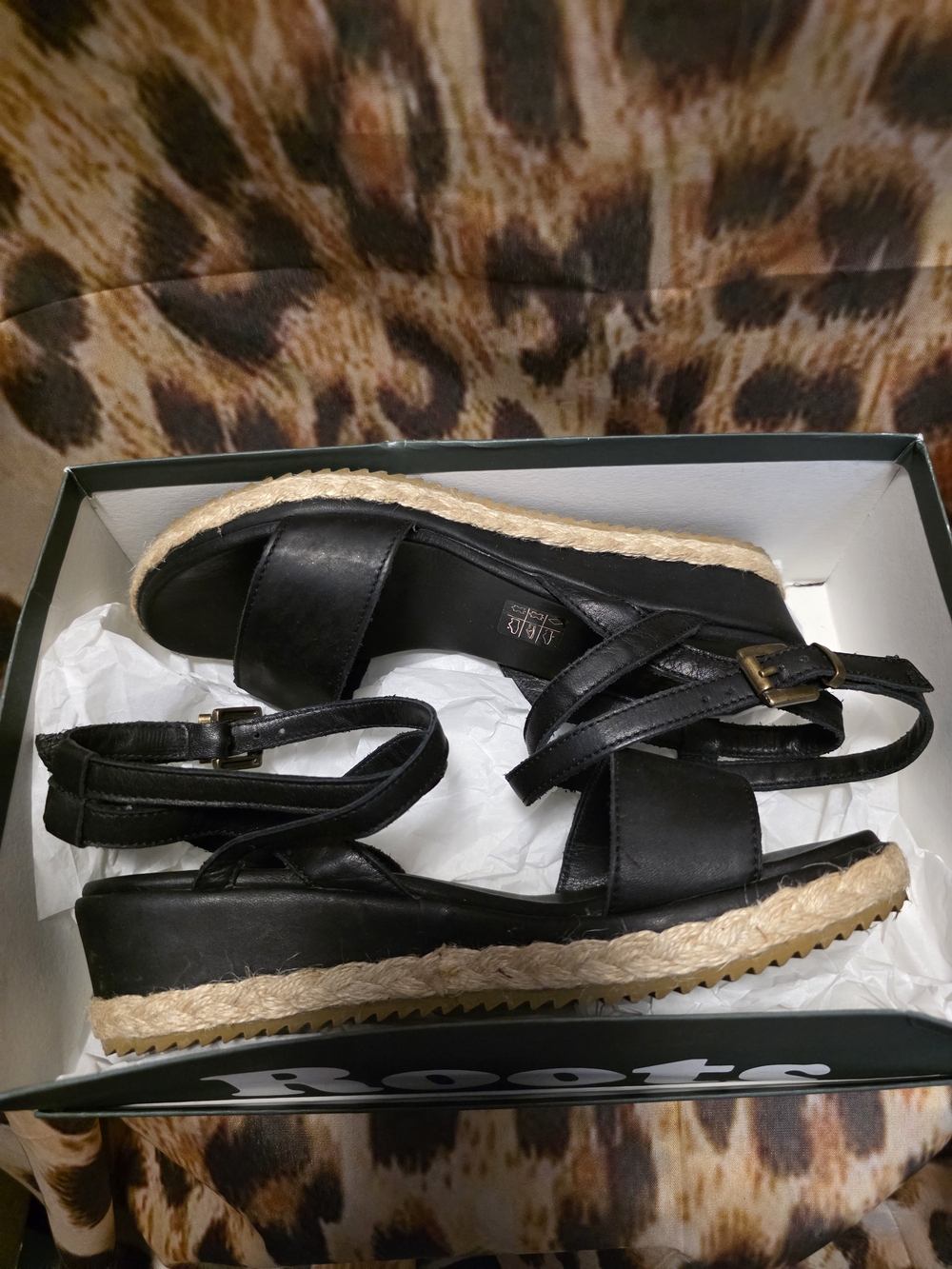 Roots The St. Tropez Tribe Leather Platform Espadrille Sandals - Size 38 / 7.5 - Picture 6 of 8